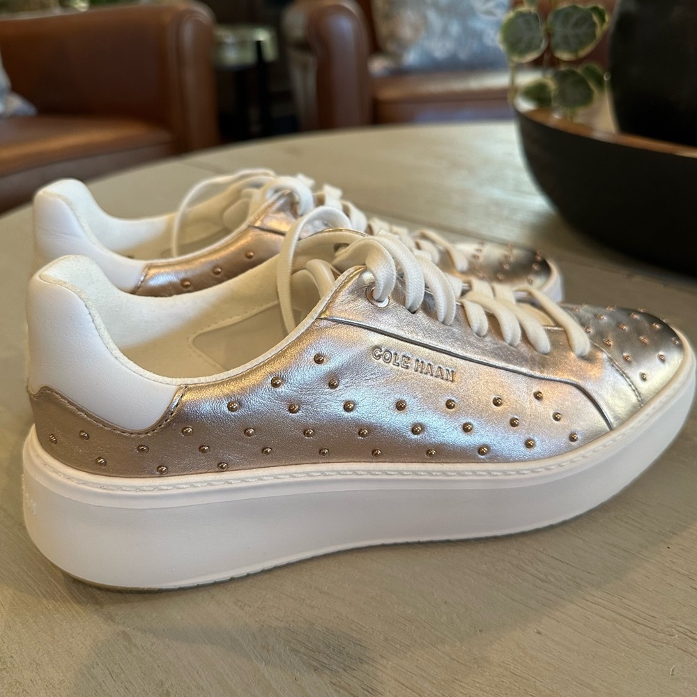 Cole Haan Women’s Metallic Rose Gold Platform Sneakers